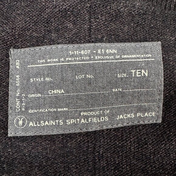 All Saints Sweater Sz.6 Dark Brown Knit Cold Shoulder Grunge Off Shoulder Y2K - Picture 4 of 11